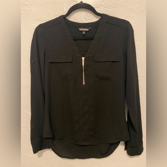 Express chiffon top with brass zipper - Picture 2 of 3